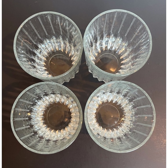 Vintage set of Four Beveled Cut Glass Heavy Lowball Glasses - Picture 2 of 10